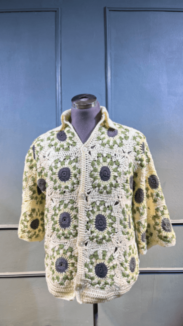 Handmade Vintage Granny Square Crochet Cardigan